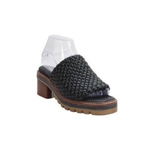 Bernando Womens Sylvie Woven Open-Toe Slip-On Heeled Sandals Black Size 6